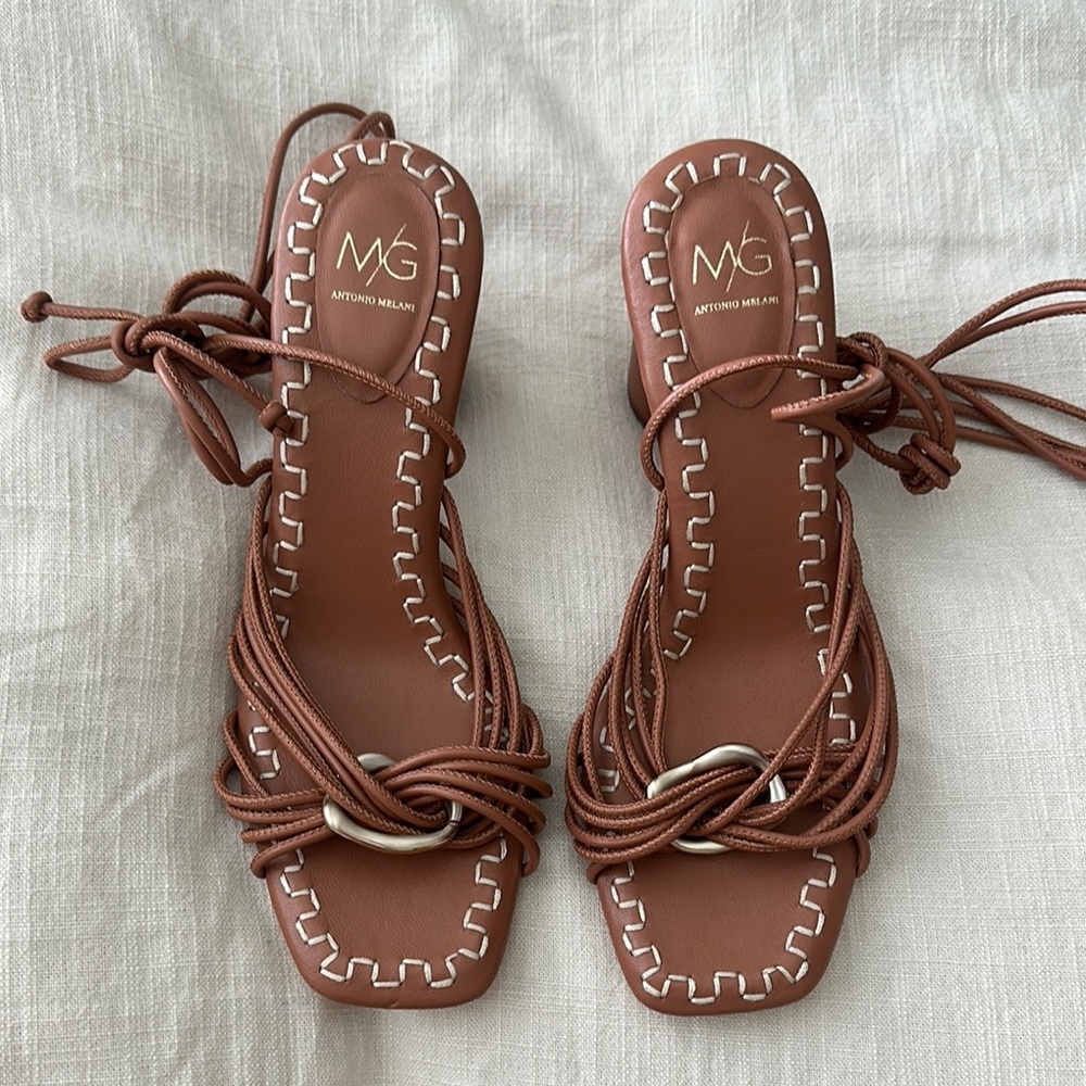 ANTONIO MELANI MG Brown Leather Sandals